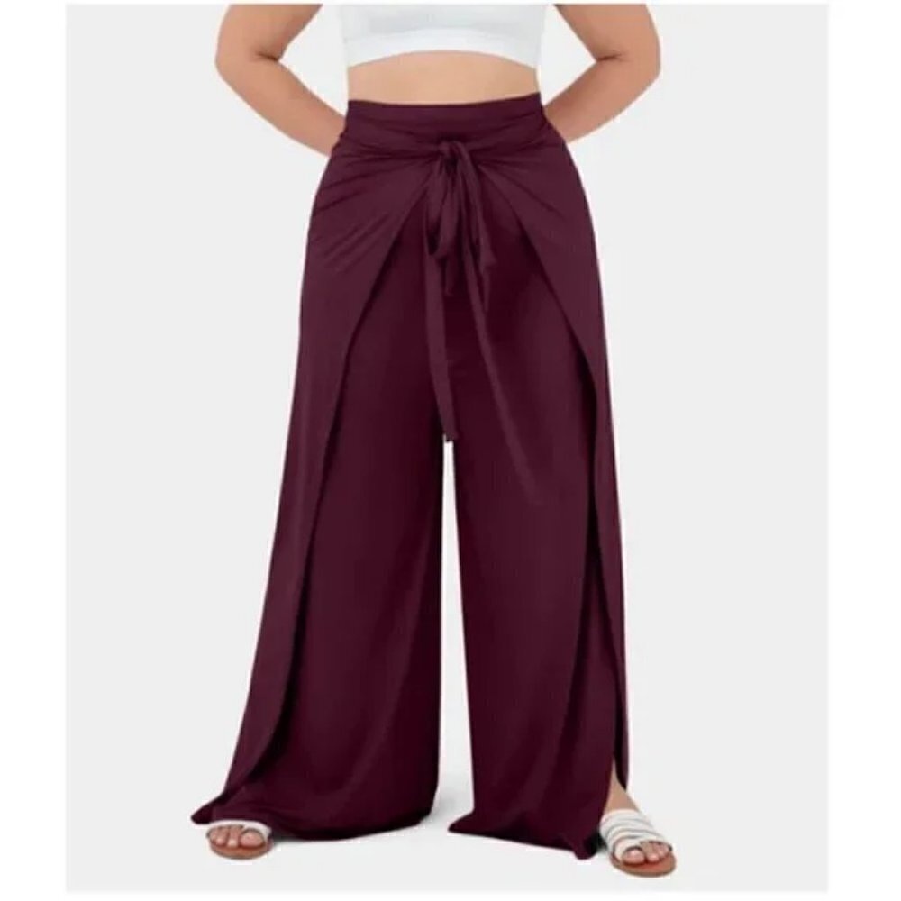 Halara Crimson High Waisted Lace Up Palazzo Wide Leg Flowy Pants M NWT